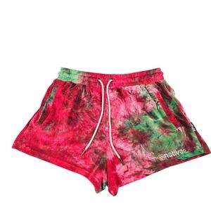 NATIVE LANGUAGE Tie Dye Velour Lounge Shorts Women‎ Medium Drawstring Pockets